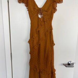 ASOS Rust Ruffled Wedding Guest Dress